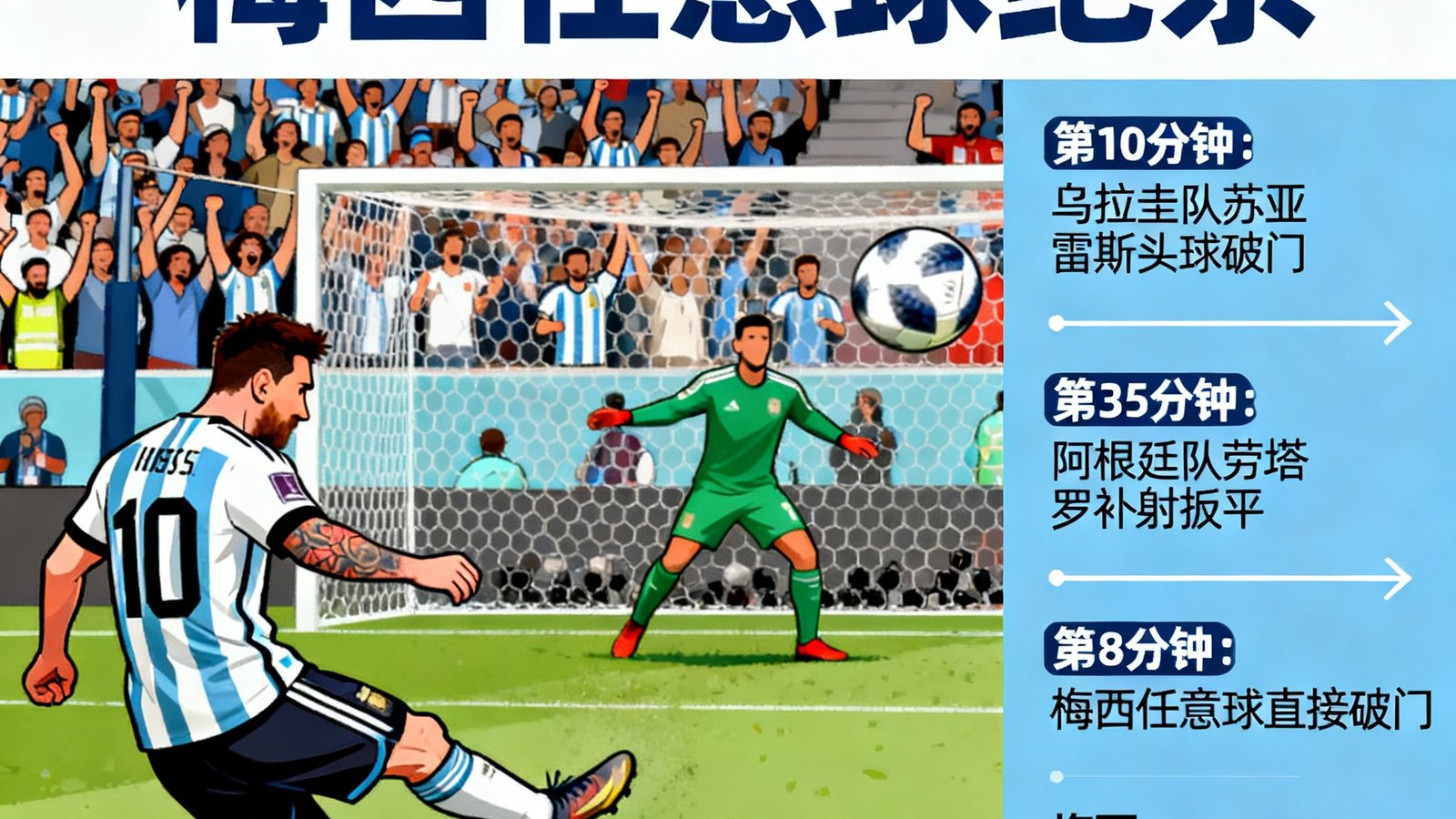 战报阿根廷2-1乌拉圭梅西任意球绝杀图文，包含进球时间线和评分